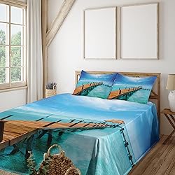 Ambesonne Tropical Sheet Set, Exotic Hawaiian