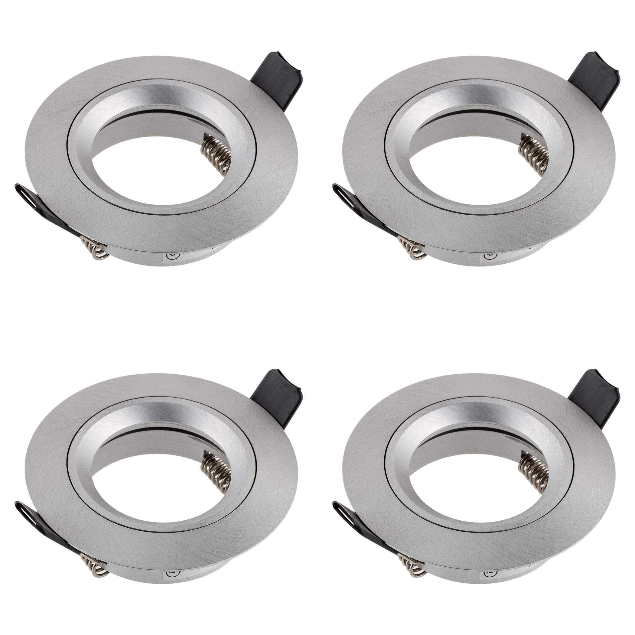 SEBSON 4X Downlights for Ceiling - Recessed, Mounting Hole ø65mm, Frame Aluminium Brushed Silver, ø80x24mm - LED Spot Lights Ceiling with GU10 Lamp Holder