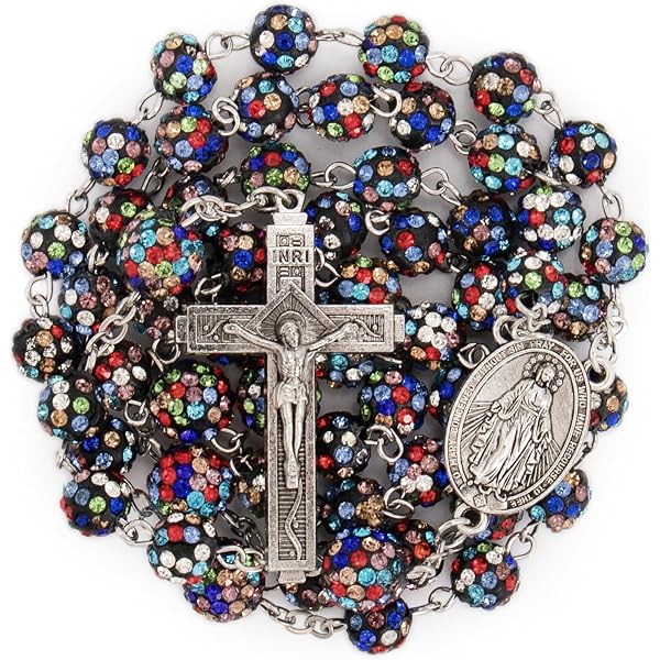First Communion Rosary Set For Ladies - White Glass Bead Rosary With Metal Crucifix & Case