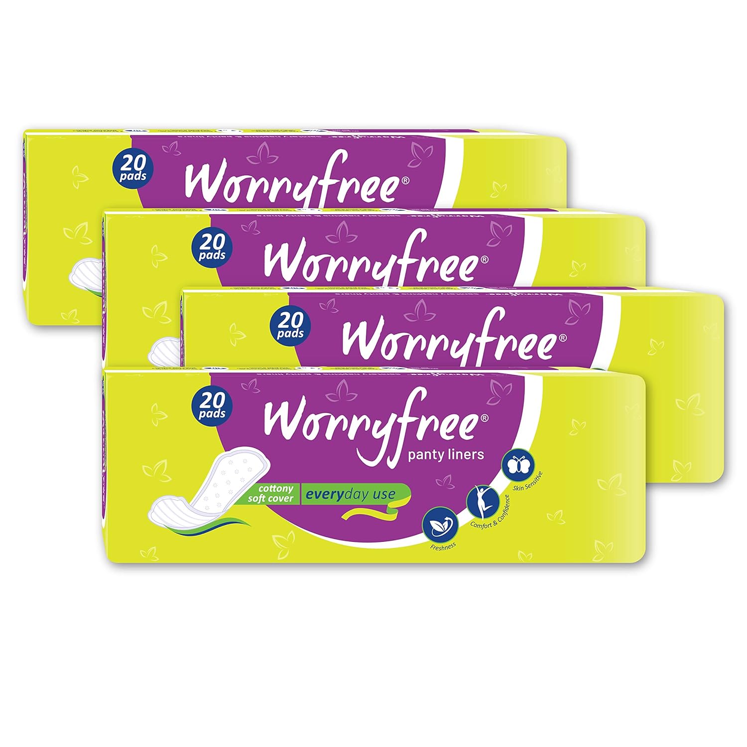 Buy Worryfree Panty liners for Women, Cotton, Soft, Daily Use, XXL, 20