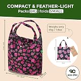 ECO CHIC Lightweight Foldable Reusable Shopping Bag Mackintosh Rose Black view 4