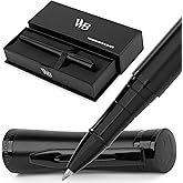 Wordsworth and Black Rollerball Pen - Luxury Pen - All Black Lacquer Finish, Ink Refill, Refillable Gift for Men & Women, Professional Writing, Nice and Fancy Pens and for Work
