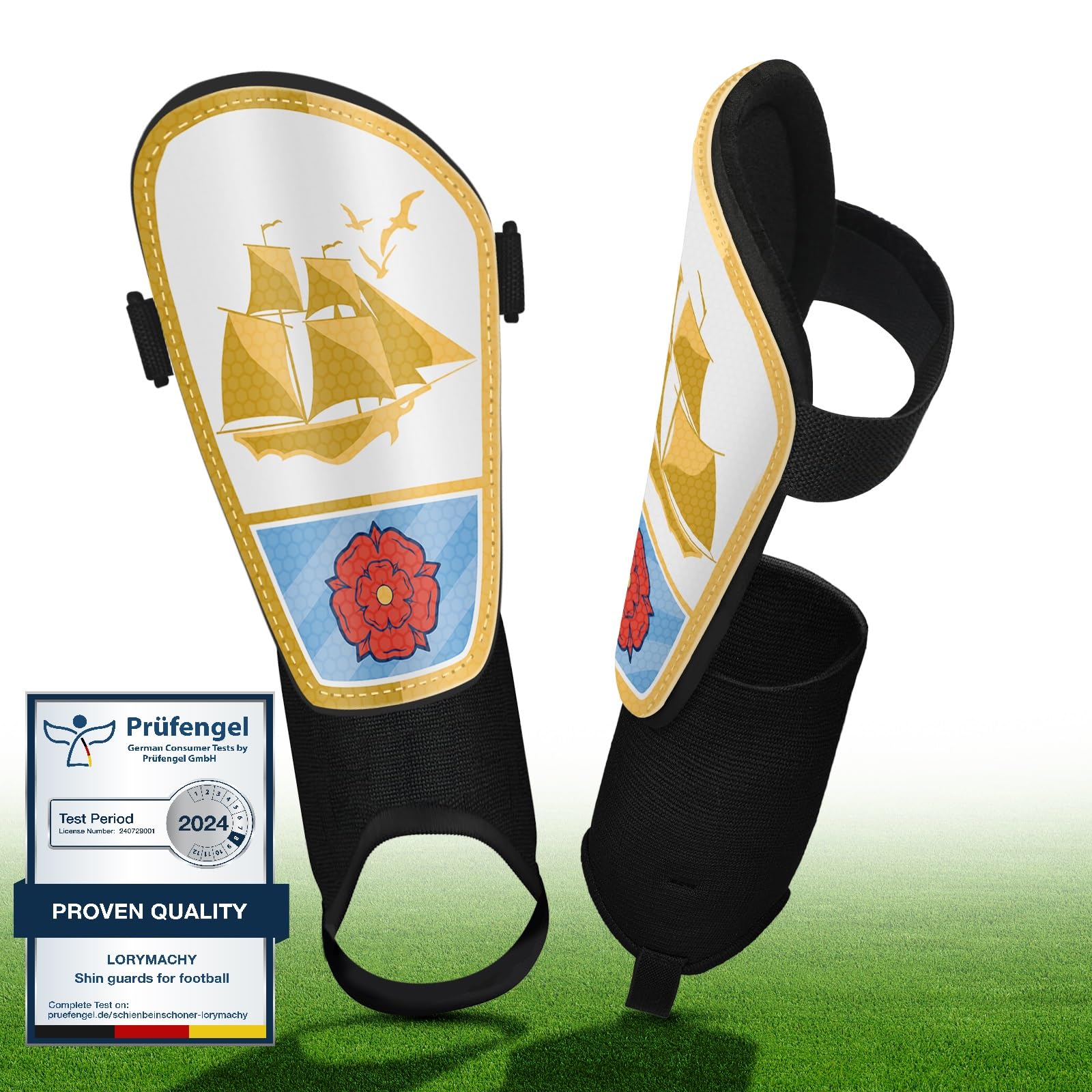 Shin Pads Kids - Shin Pads Boys M with Ankle Protection & Extended Adjustable Straps, Non Slip Breathable Football Shin Guards, 4 Size Childrens Shin Pads for Protection