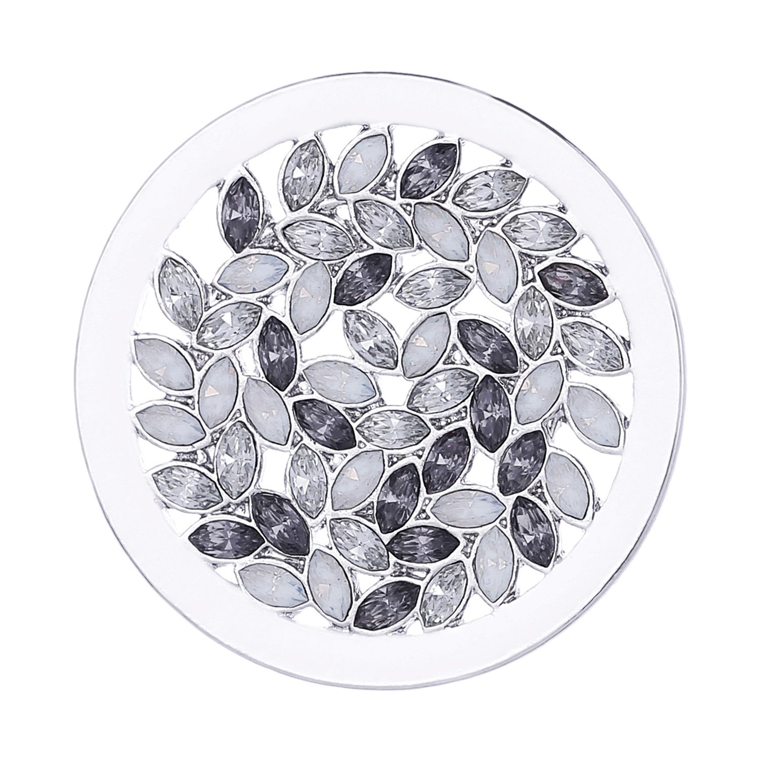 Morella Women's Coin Pendant 33 mm 13" with black and white stones