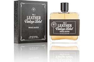 TRU FRAGRANCE BEAUTY Leather No. 2 by Tru Western, Vintage Label Small Batch, 3.4 fl oz (100 ml), with Notes of Sage, Sued, and White Woods, Confident, Sexy, Modern Fragrance