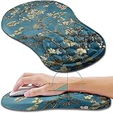 Hokafenle Ergonomic Mouse Pad Wrist Support, Wrist Rest Mousepad for Carpal Tunnel Pain Relief with Integrated Memory Foam Slope Massage Bulge (11.8x7.9 inch,Apricot Flower