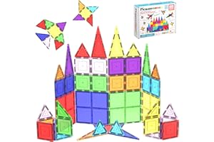 PicassoTiles 60 Piece Set 60pcs Magnet Building Tiles Clear Magnetic 3D Blocks Construction Playboards - Creativity Beyond Imagination, Inspirational, Recreational, Educational, Conventional