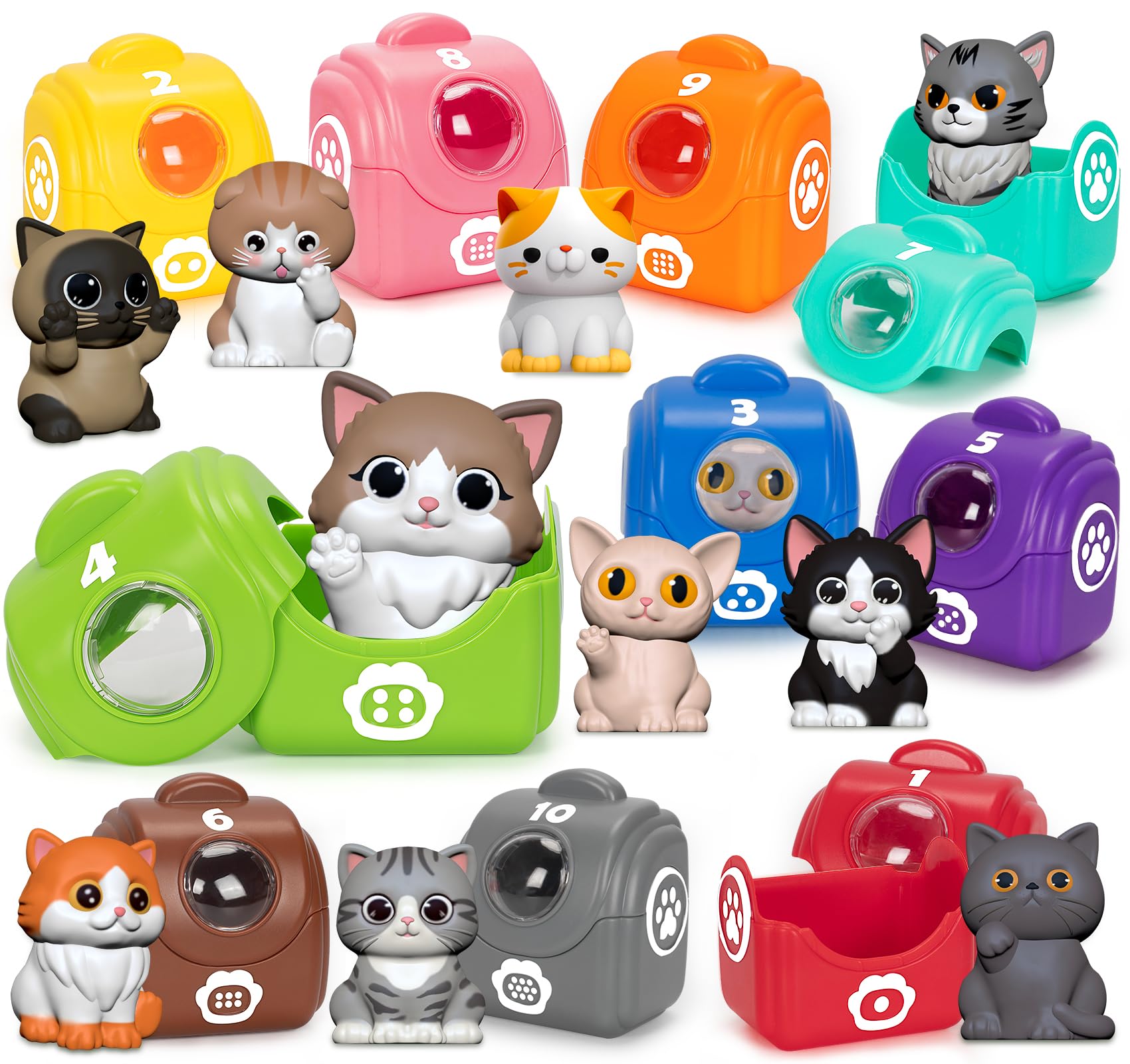 Photo 1 of Learning Toys for Toddlers 1 2 3 Year Old Toddlers, 20Pcs Kitten Finger Puppets for Kids, Montessori Counting, Matching & Sorting Toy, Christmas Birthday Gifts for Baby Boys Girls Age 12-18 Months