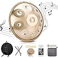 Handpan 22 Inches Drum Set, 440Hz 9 Notes Hand Drum Instrument, Premium Steel Hand Drum, Includes Carrying Case, Drumsticks, Spiral Wraps, Instruction Guide