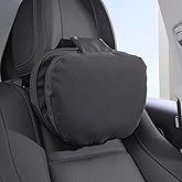 Dapucarin Car Headrest Pillow for Driving, Dual-Sided Leather Design Neck Pillow, Breathable Softness Neck Support, Universal Fit Head Rest Travel Pillow, Black, 1 Pack