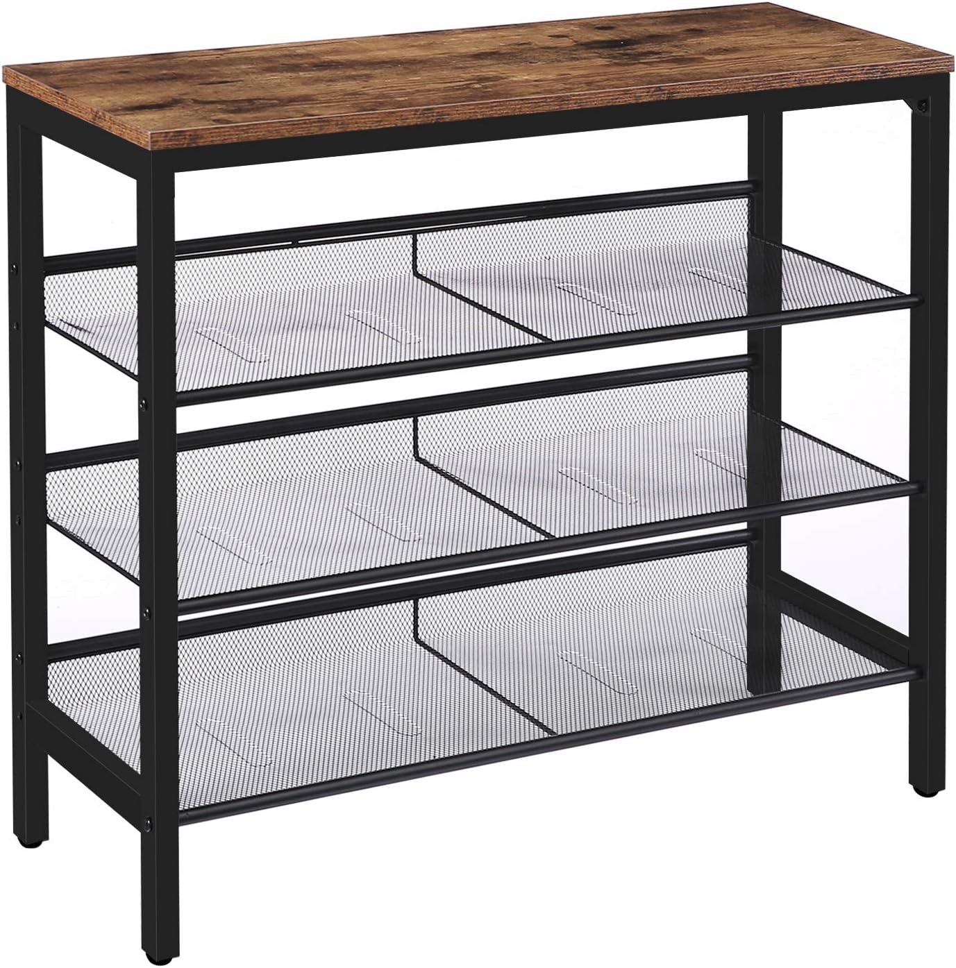 HOOBRO 4-Tier Shoe Rack, Shoe Storage Organizer with 3 Adjustable Mesh Shelves, Metal Frame