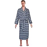 Robes King Classical Sleepwear Men’s 100% Cotton Flannel Shawl Collar Robe,