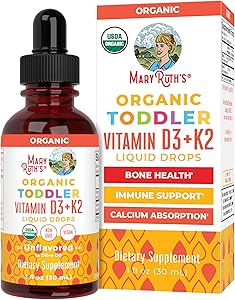 MaryRuth Organics Vitamin D3 | Vitamin K2 | Vitamin D3 K2 Drops | K2 D3 Vitamin Liquid Supplement for Toddlers | Kids Supplem
