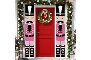 RVSTICTY Pink Nutcracker Christmas Decorations Pink Nutcracker Porch Banner Outdoor Christmas Nutcracker Decorations and Supplies for Home Party