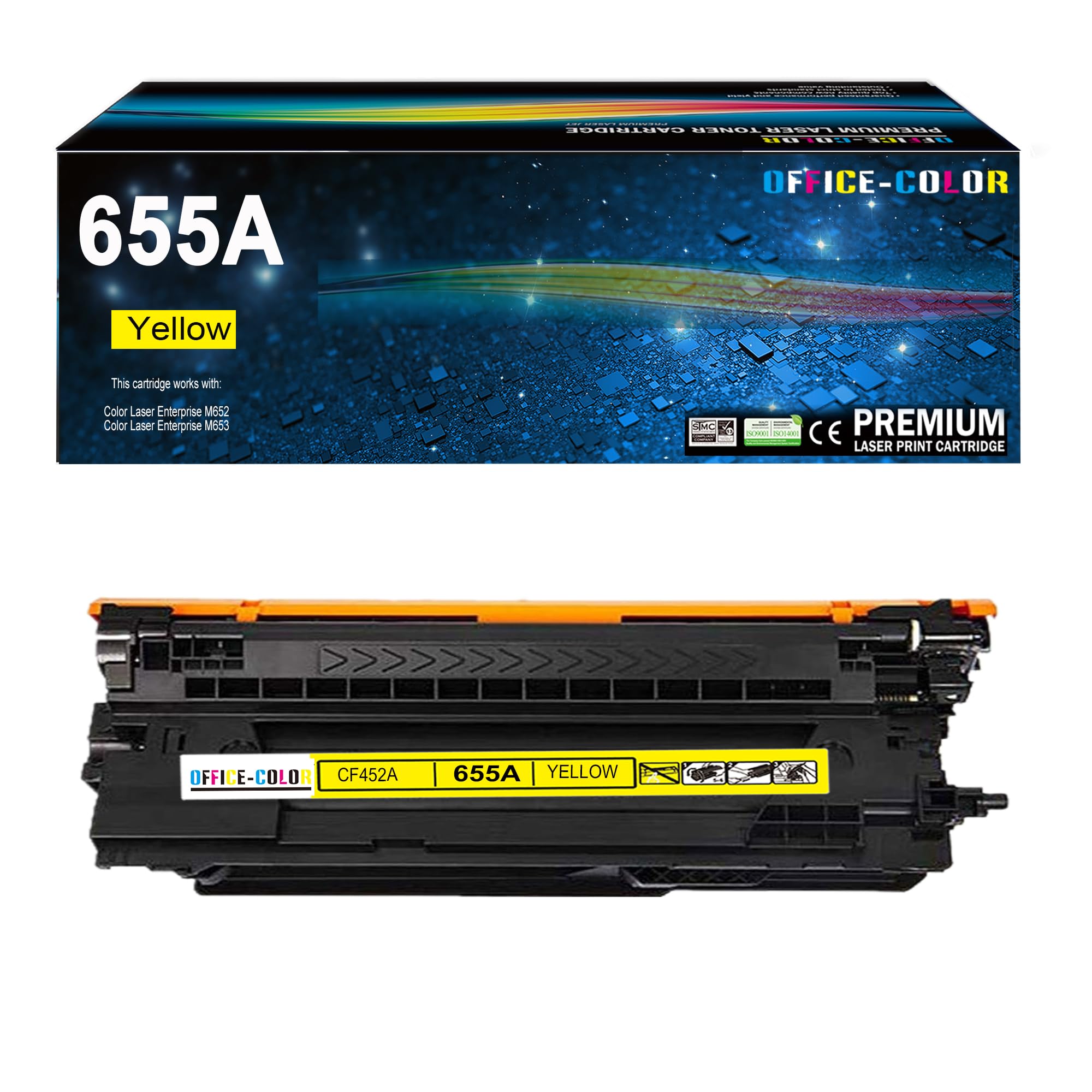 Photo 1 of 655A Yellow Toner Cartridge Replacement for HP 655A CF452A for HP Color Laser Enterprise M652, M653 M681,M682 Series