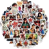 50pcs American TV Series Stranger Stickers for Waterproof Decal for Water Bottle,Adult Teen Travel Case, Laptop, Guitar, Skateboard, Phone, Computer, Bike, Notebook, Helmet (GQWY)