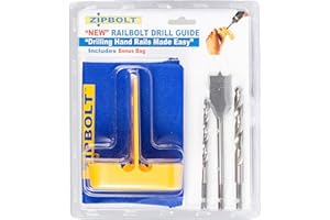 Zipbolt 40.260 Railbolt Drill Guide Railbolt Installation Jig for Staircase Handrails with 1/4 in and 3/8 in Drill Bits and 1