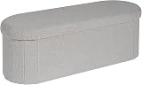 Bonlife Folding Ottoman Storage Bench Boucle Grey 100L 110x38x38cm