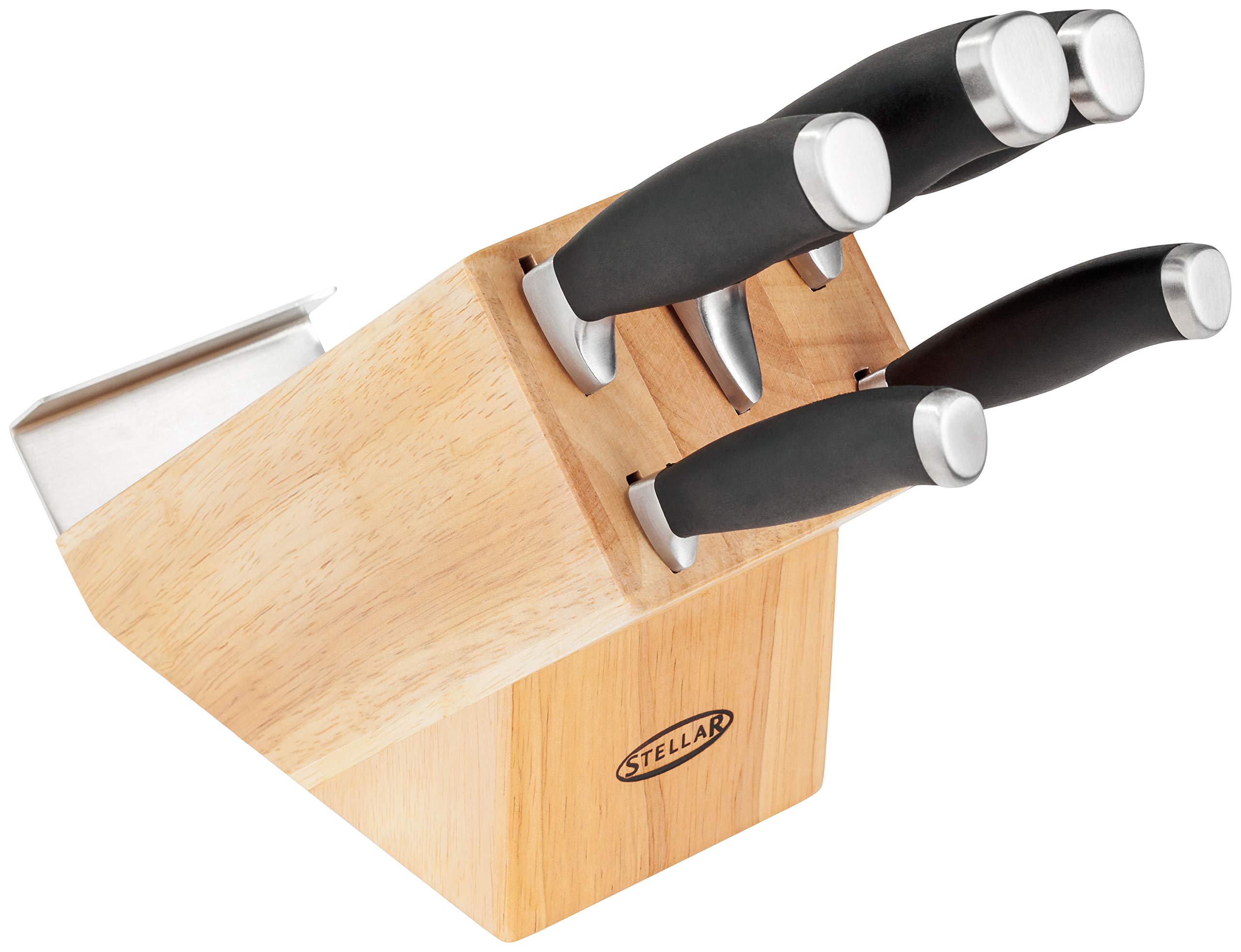 Stellar James Martin Kitchen Knife Set Wooden Block with Knives - 5 Piece Set, Carbon Stainless Steel, Razor Sharp Blades, Anti-Slip Handles — image 1