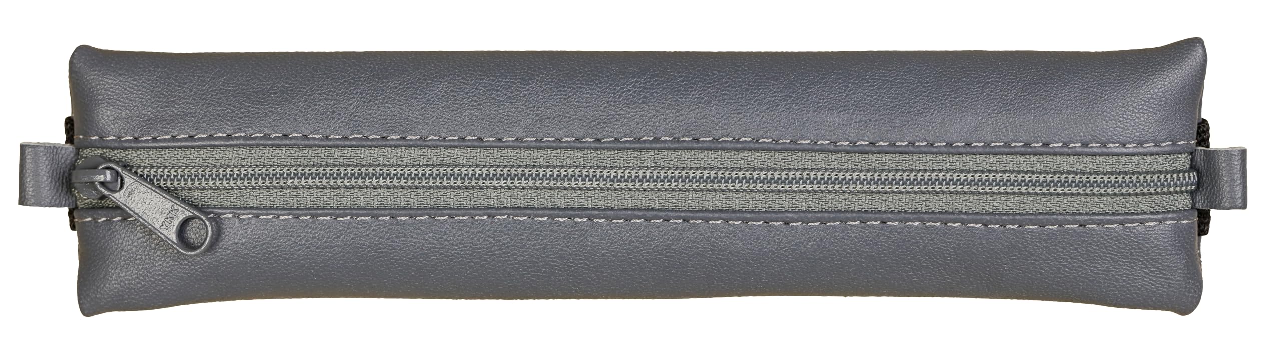 Clairefontaine 77040C - Collection Age Bag - One Flat Pencil Case in Grey Genuine Lambskin Leather - Dimensions: 20 cm x 4.5 cm - Elastic to Fit Notebooks
