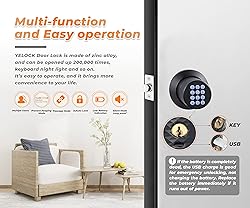 Keypad Door Knob Lock, Keyless Entry Door Lock with
