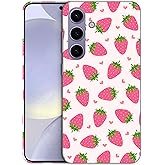 SuzaCase Back Case for Samsung Galaxy S24 5G, Samsung S24 Case with Stylish Strawberry Pink Pattern Design Printed Cute, Sleek Durable Hardshell Protective Case/Cover for Samsung S24 5G
