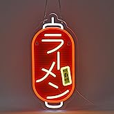 JOMOSPO Japanese Ramen Neon Sign, ラーメンNeon Lights Hanging Wall Art Decoration for Japanese Style Restaurant Men Cave Bar Club Shop Store, USB Powered Ultra Bright Dimmable, 16 * 7.8 inches