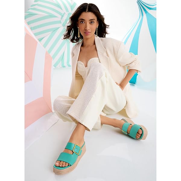 FRANCO SARTO WOMENS TAZIANA ESPADRILLE WEDGE SANDAL ALGAE GREEN LEATHER 9.5 M