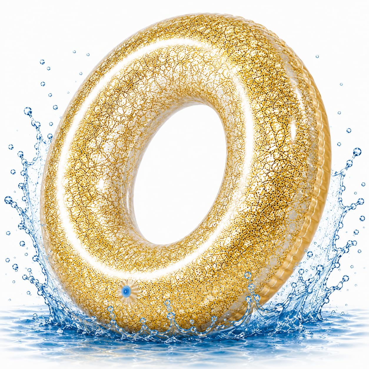 Aufblasbar Schwimmring mit Glitzer Konfetti Ø 120 cm - Schwimmreifen Pool & Wasser, für Erwachsene & Kinder (Schwimmring Glitzer)