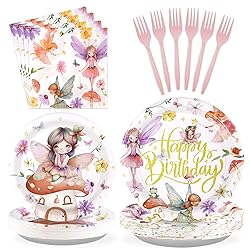 96 Pcs Fairy Plates and Napkins Party Supplies