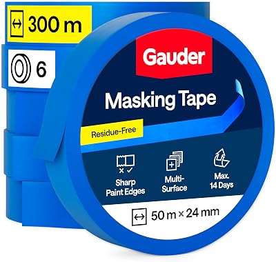 GAUDER Masking Tape Painting Blue 24 mm x 50 m 6 Rolls