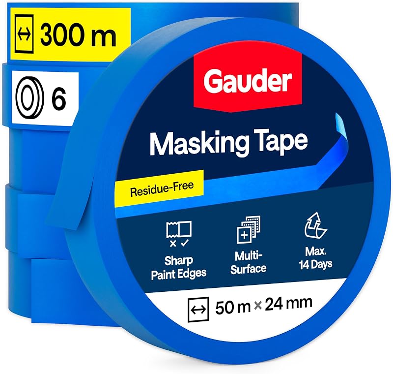 GAUDER Masking Tape Painting Blue 24 mm x 50 m 6 Rolls
