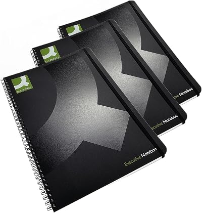 Q-Connect A4 Wirebound Notebook 160 Pages Black Pack of 3