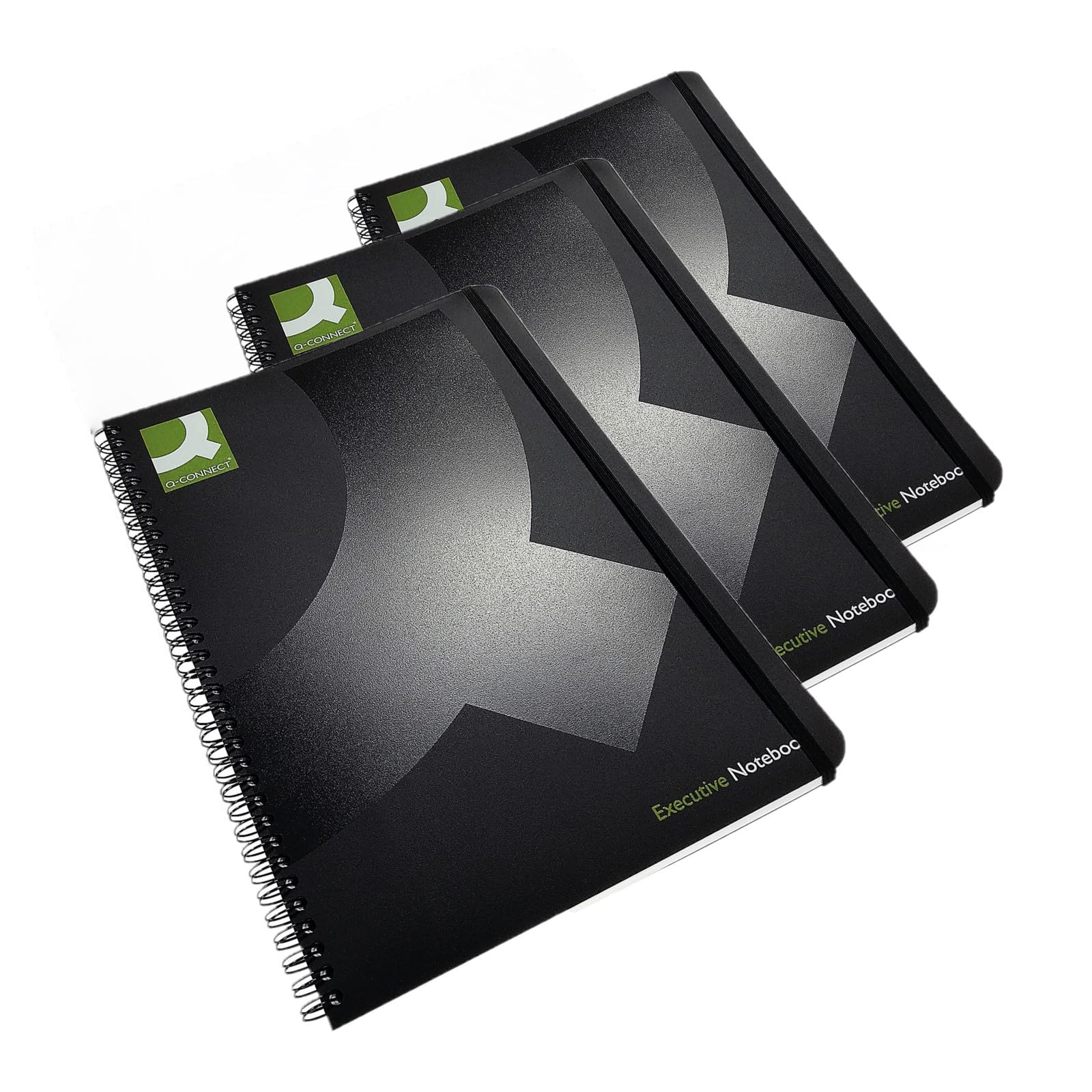 Q-Connect Wirebound A4 Polypropylene Notebook 160 Pages - Black, Pack of 3