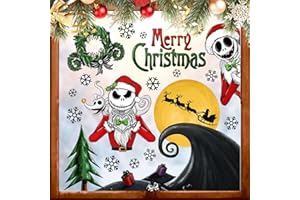 Yovkky Merry Christmas Nigh.tmar.e BEF.ore Christmas Window Clings, Santa Claus Xmas Tree Stickers Decals Decor, 2025 New Year Winter Holiday Party Home Kitchen Decorations