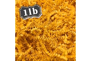 ZEBMOON 1 LB Golden Yellow Crinkle Cut Paper Shred Filler Great for Gift Wrapping, Basket Filling, Birthday, Wedding, Valentine's Day, Mardi Gras, 2024 New Year Party Decorations Filling Supplies