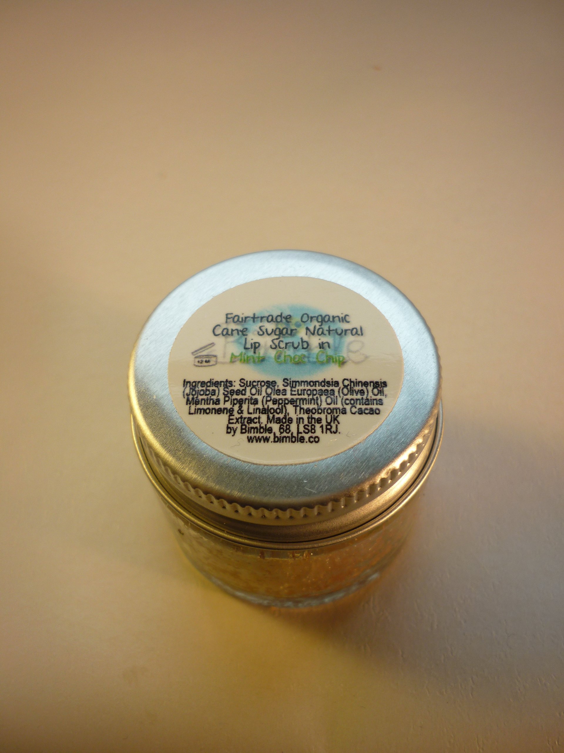 Bimble Organic Raw Cane Sugar Natural Lip Scrub 25g - Mint Choc Chip Flavour