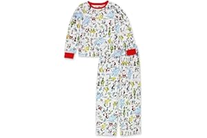 Dr. Seuss The Grinch Cat in The Hat Kids Unisex Long Sleeve 2-Piece Pajamas Set