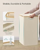 SONGMICS 200 L Laundry Basket with Lid 4 Sections Collapsible Cream White view 7