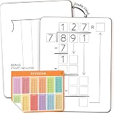 SCRIBBLEDO Long Division Dry Erase Board 9x12, Double Sided Math Whiteboard | Step-by-Step Guide, Colorful Division Chart, Sturdy Masonite Hardboard for Grades 3-5 Classroom and Homeschool Practice