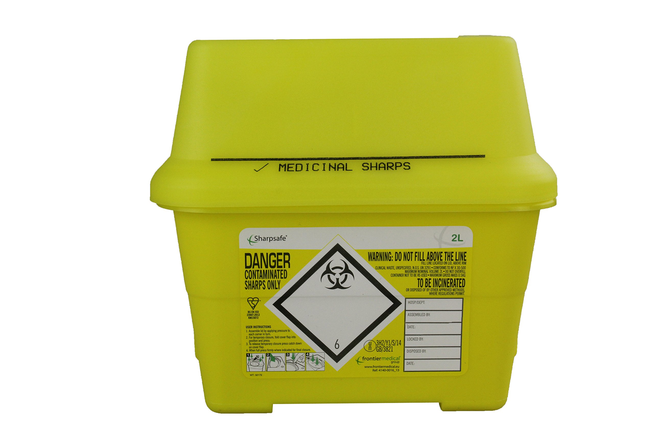 Frontier 41405430 Medical Sharps Disposal Bin/Box, 2 L