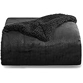 Bedsure GentleSoft Sherpa Fleece Twin Size Blanket for Couch, Non-Heated, Thick and Warm Throw for Women and Men, Soft Fuzzy Plush Twin Blanket for Winter, Black, 60x80 Inches