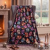 Mexican Sugar Skull Blanket Dia De Los Muertos Altar Decor Halloween Throw Blanket Day of the Dead Fleece Flannel Blankets Soft Cozy Plush for Couch Bed Sofa Decor 60