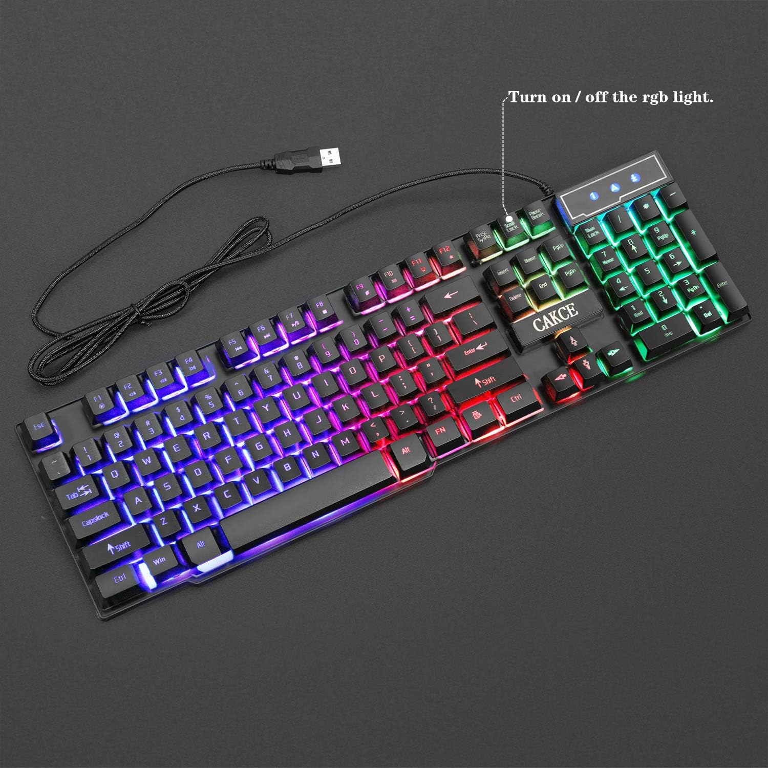 RGB Gaming Keyboard and Colorful Mouse Combo,USB Wired LED Backlight Gaming Mouse and Keyboard for Laptop PC Computer Gaming and Work,Letter Glow,Mechanical Feeling: Computers & Accessories