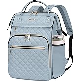EMPSIGN 17 Inch Laptop Backpack for Women, Work Business Travel Computer College Bags, Large Capacity Water-repellent Quilted Casual Daypack with USB Port, Light Blue