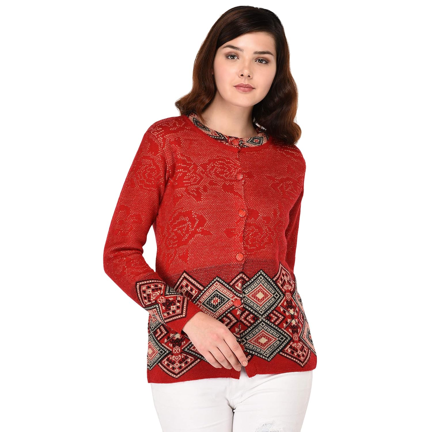 ewools woolen multicolor cardigan top sweater