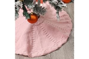 TWSANTAMAS Mini Pink Tree Skirt,18 Inches Knitted Christmas Tree Skirt,Christmas Tree Decorations, Farmhouse Decor Xmas Holiday Home Party Decorations