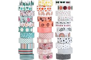 TaoBary 33 Rolls Holiday Plaid Washi Tape, 15 mm Seasonal Washi Tape Set Bohemian Colorful Vintage Cute for Card Wrapping Craft(Bohemia Style)