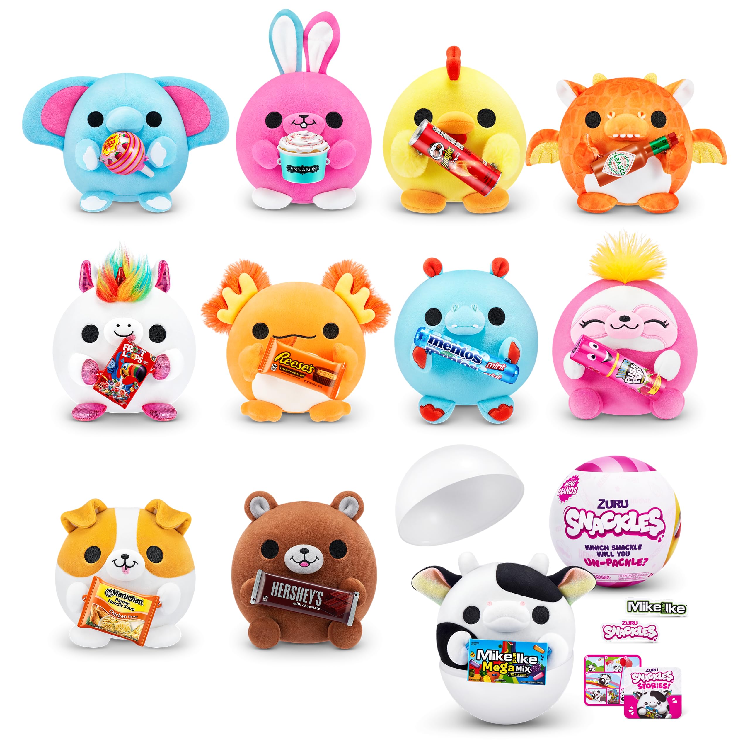5 SURPRISE Snackles Series 1 - Small Surprise Plush with Licensed Snack Brand Accessory, Ultra Soft, Cuddly Squishy Comfort, 14 cm, Ages 3+, Styles May Vary