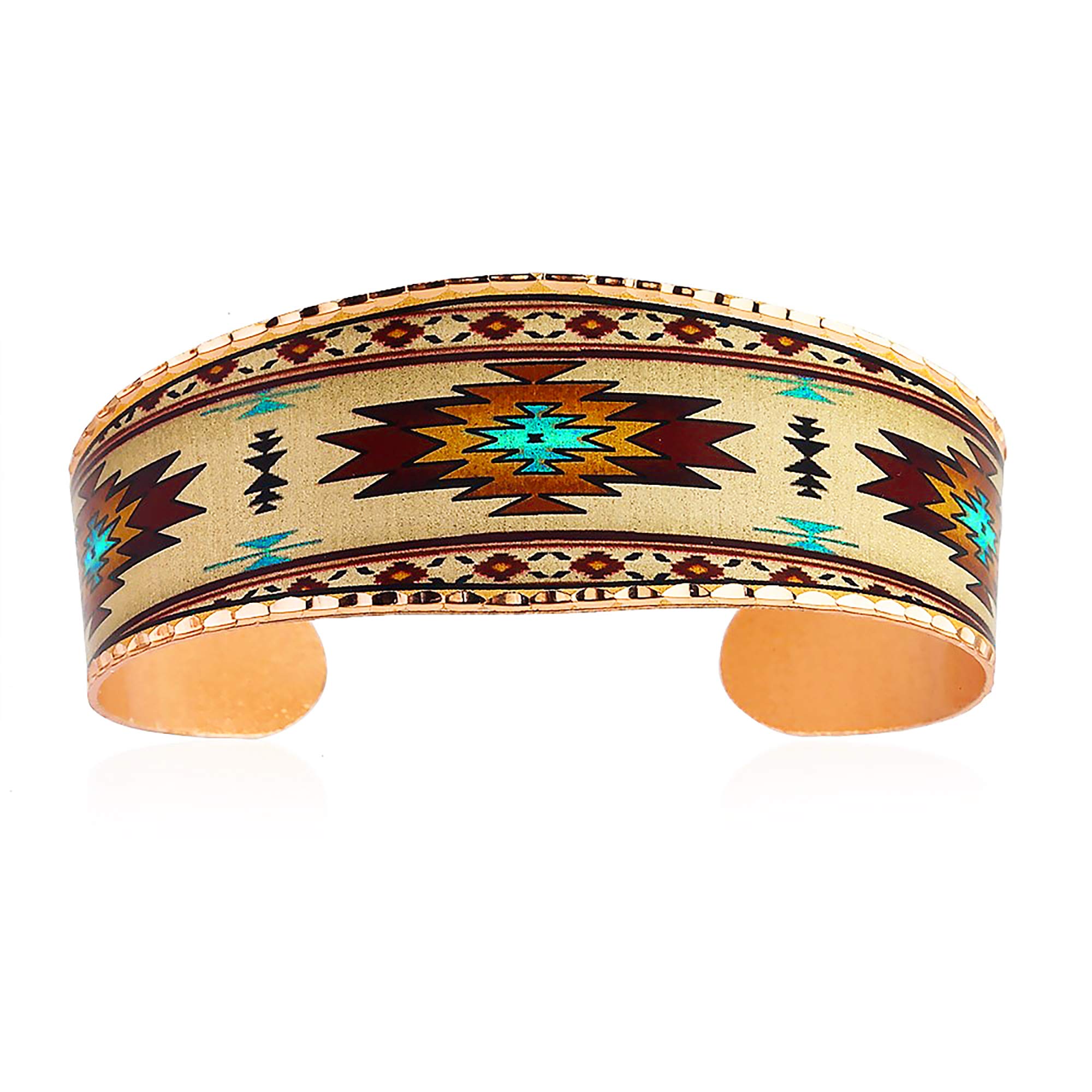 Handmade Copper Cuff Bracelet for Unisex, Southwest Sunburst Design- Native American Bracelets for Men & Women Wide Cuff Adjustable